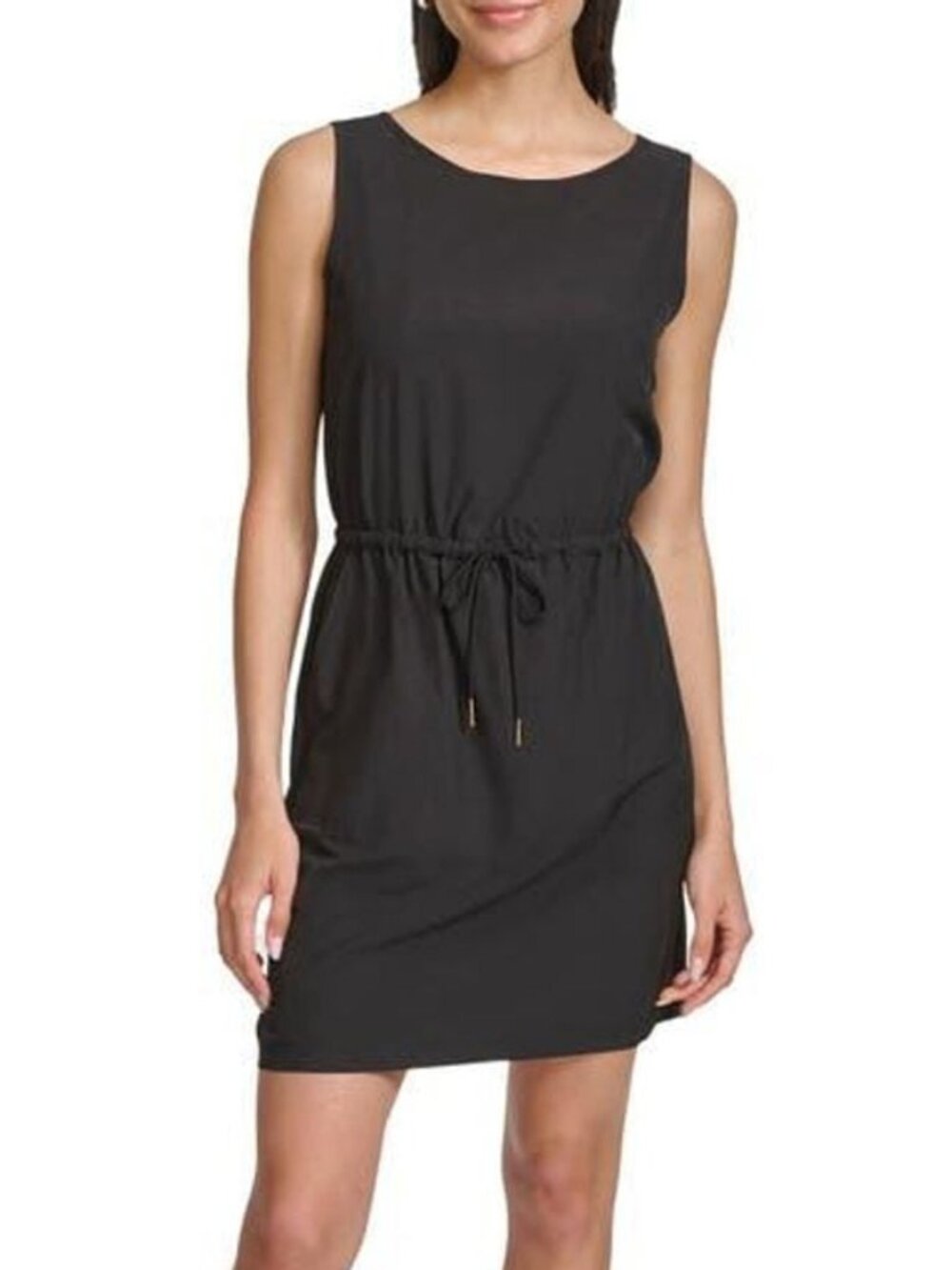 Calvin Klein Commuter Dress Sleeveless Drawstring Black Size 6 NWOT